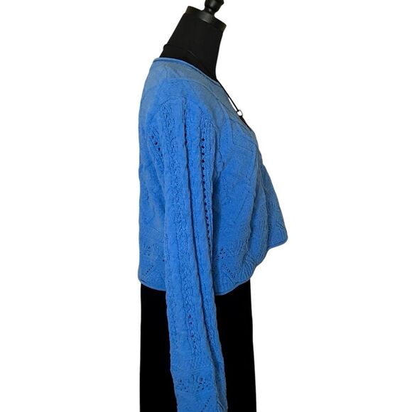 Hazel Moon Sweater Cropped Chenille Vivid Blue Size Large - Picture 3 of 12